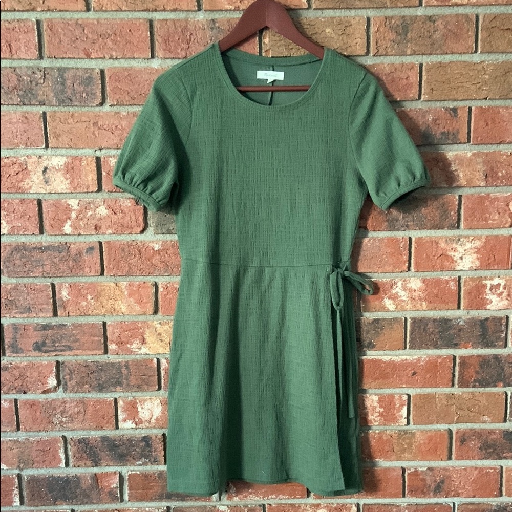 Madewell Olive Green Short Sleeve Wrap Dress - Picture 2 of 9